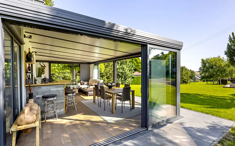 veranda moderne extension maison province de Luxembourg
