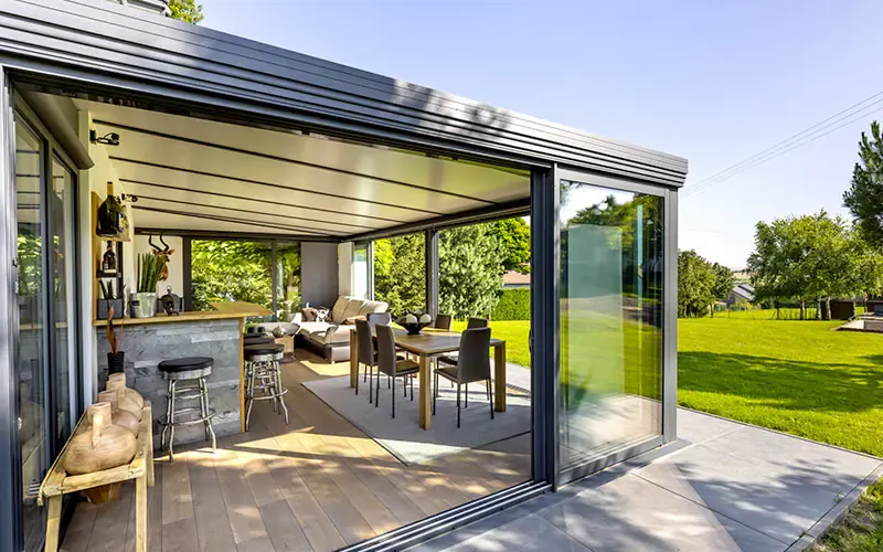 veranda moderne extension maison province de Luxembourg